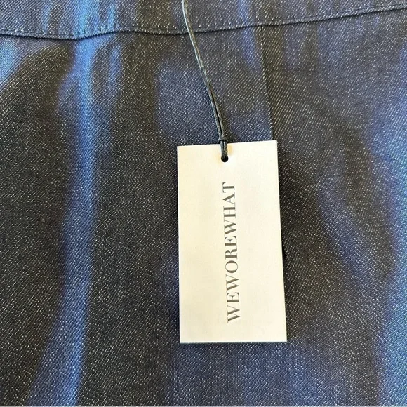 NWT 99% cotton WeWoreWhat denim mini skirt dark wash classic cut women's XS - Picture 2 of 11